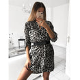 Leopard Snake Print Striped Long Sleeve Dress