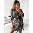 Leopard Snake Print Striped Long Sleeve Dress