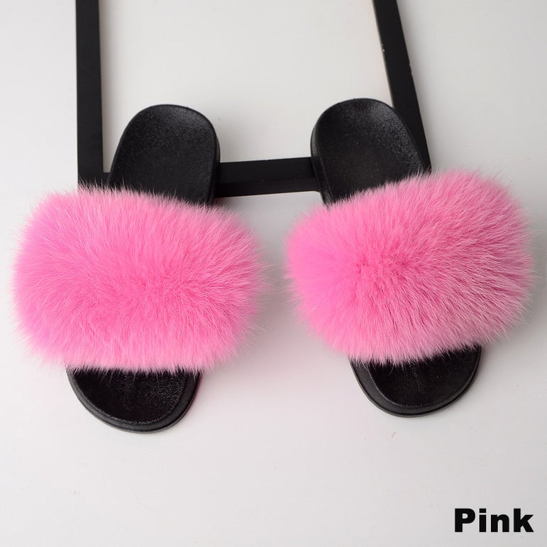 Fur Slippers Women Real Fox 2020