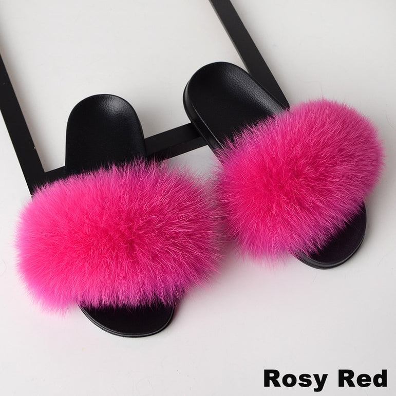 Fur Slippers Women Real Fox 2020