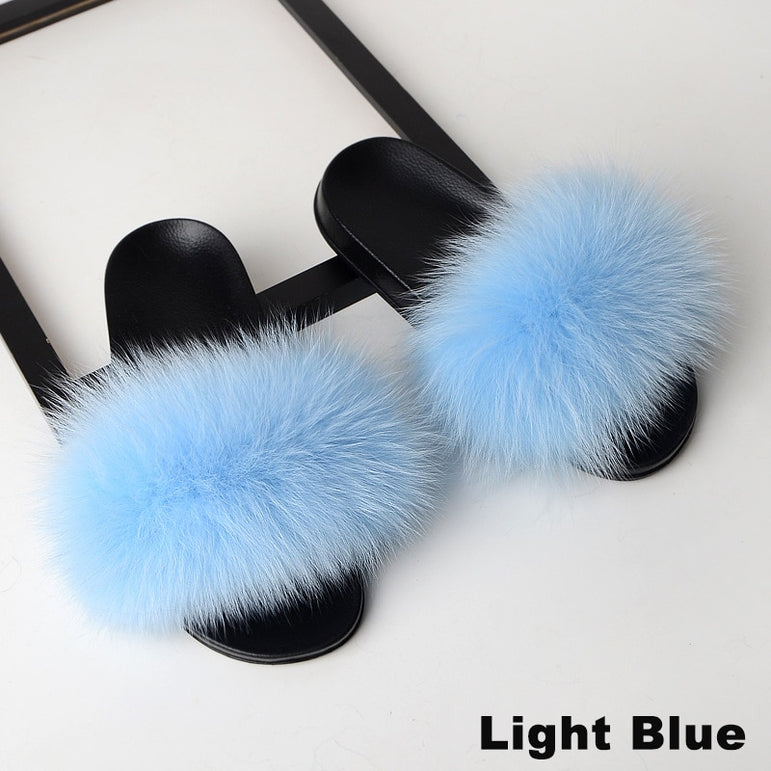 Fur Slippers Women Real Fox 2020