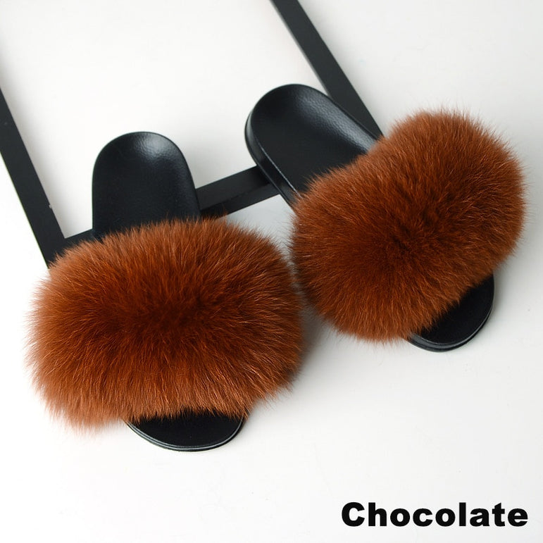 Fur Slippers Women Real Fox 2020