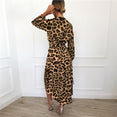 Leopard Dress Chiffon Long V-neck