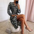 Leopard Dress Chiffon Long V-neck