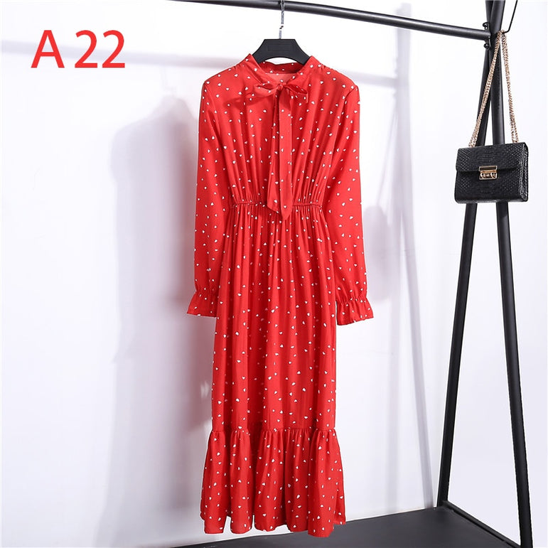 Office Polka Dot Vintage Women Dresss