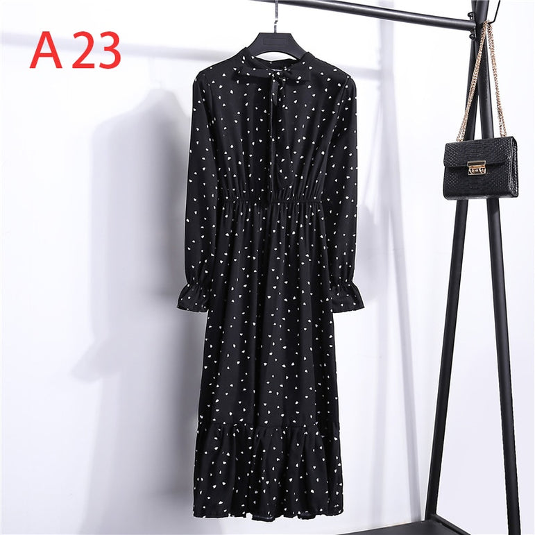 Office Polka Dot Vintage Women Dresss