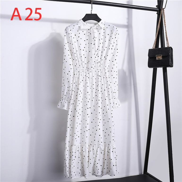 Office Polka Dot Vintage Women Dresss