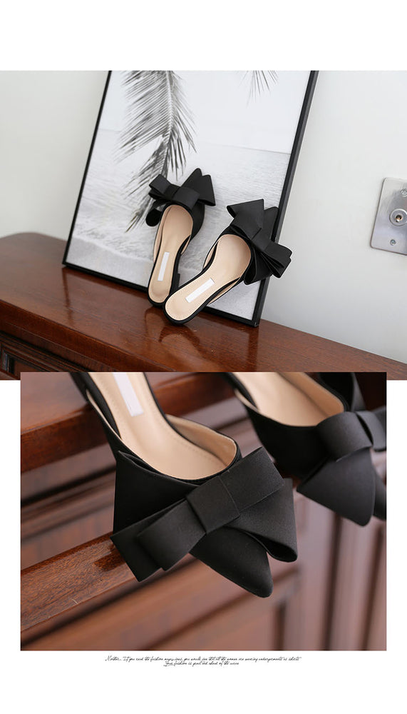 Pointed bow tie women's shoes