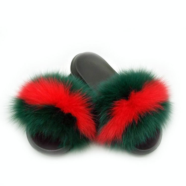 Women Real Fox Fur Slippers