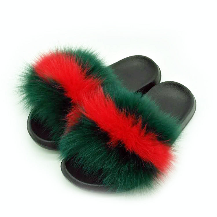 Women Real Fox Fur Slippers