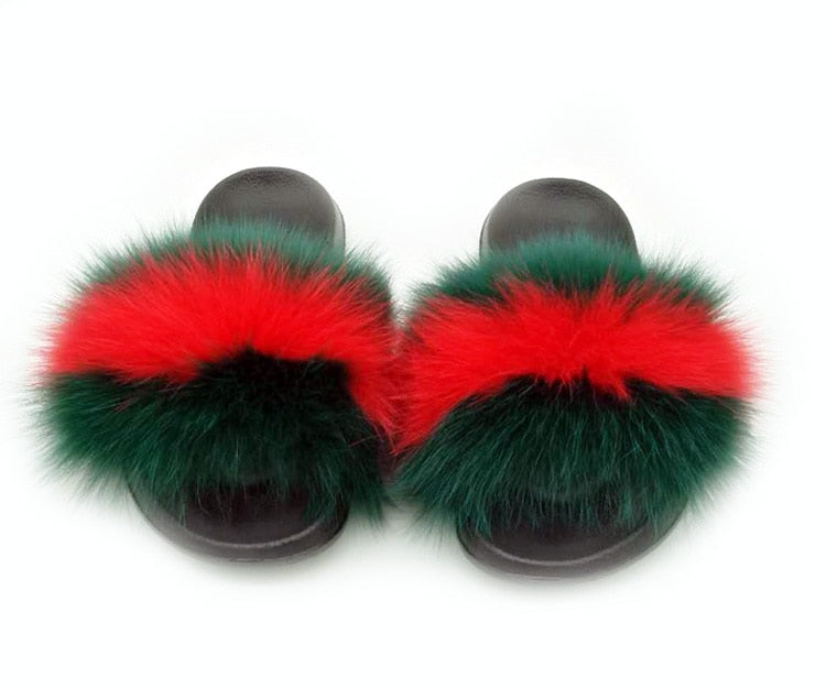 Women Real Fox Fur Slippers