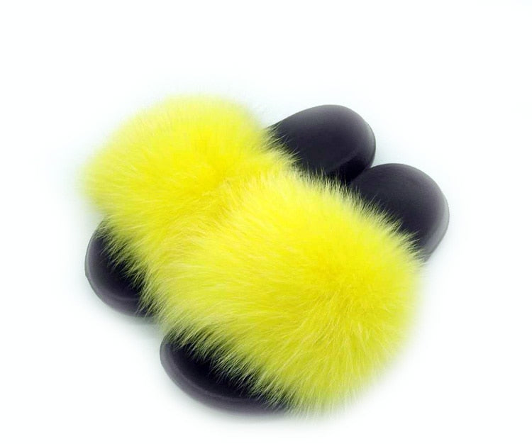 Women Real Fox Fur Slippers