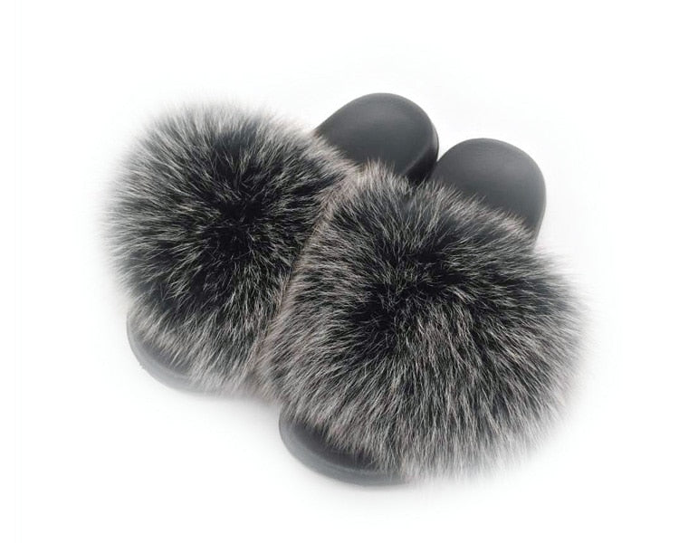 Women Real Fox Fur Slippers