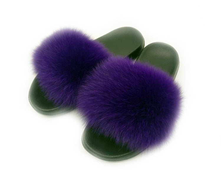 Women Real Fox Fur Slippers