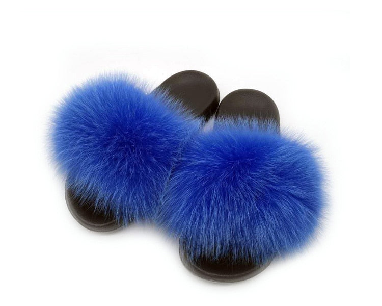 Women Real Fox Fur Slippers