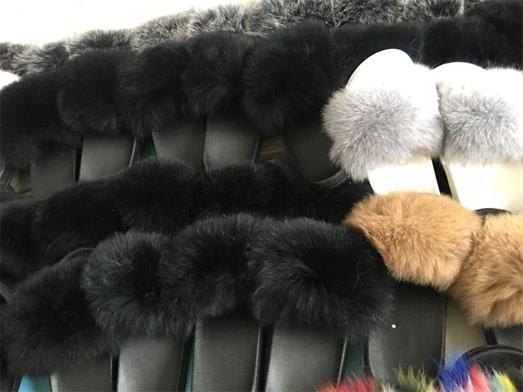 Hot Fur Slippers Women Fox Fluffy