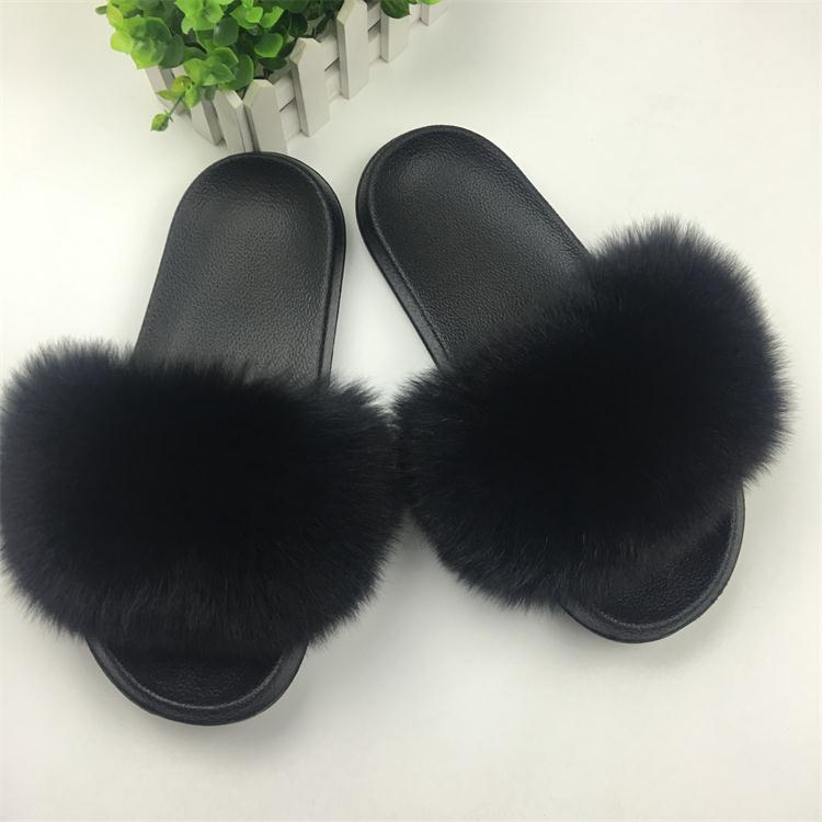 Hot Fur Slippers Women Fox Fluffy