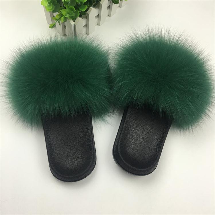 Hot Fur Slippers Women Fox Fluffy