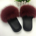 Hot Fur Slippers Women Fox Fluffy