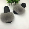 Hot Fur Slippers Women Fox Fluffy