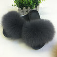 Hot Fur Slippers Women Fox Fluffy