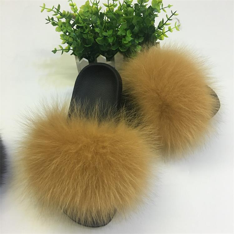 Hot Fur Slippers Women Fox Fluffy