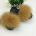 Hot Fur Slippers Women Fox Fluffy