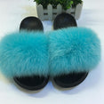 Hot Fur Slippers Women Fox Fluffy