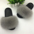 Hot Fur Slippers Women Fox Fluffy