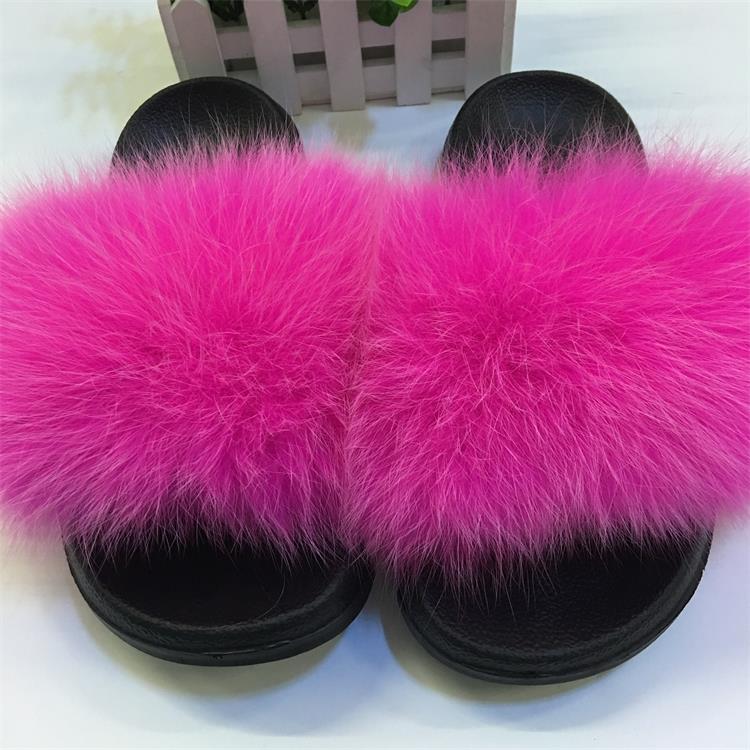 Hot Fur Slippers Women Fox Fluffy