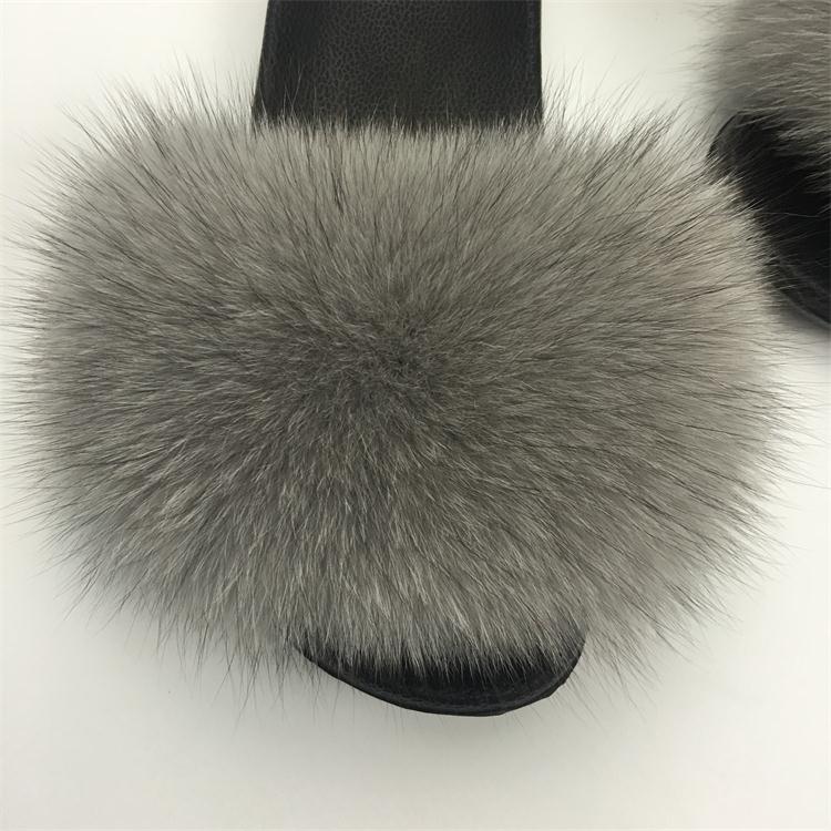 Hot Fur Slippers Women Fox Fluffy