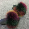 Hot Fur Slippers Women Fox Fluffy