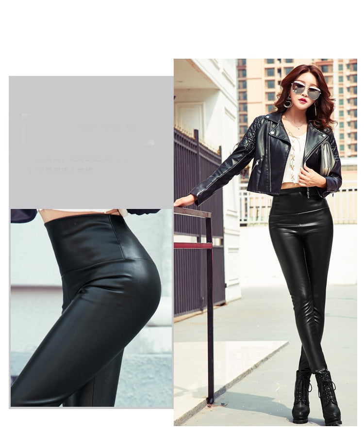 LeatherThin Velvet Pants Female Sexy