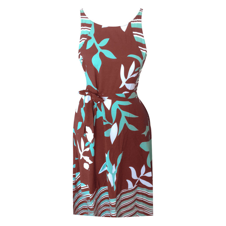 Boho Print Sashes A Line Dress