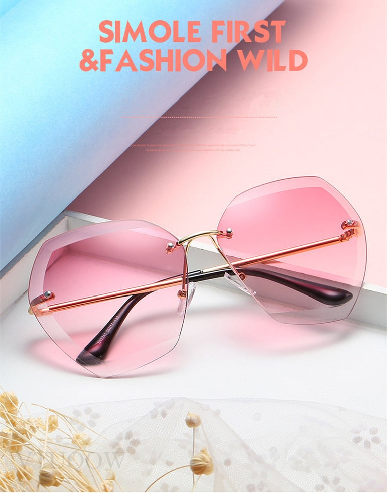 Luxury Rimless Sunglasses Oversized