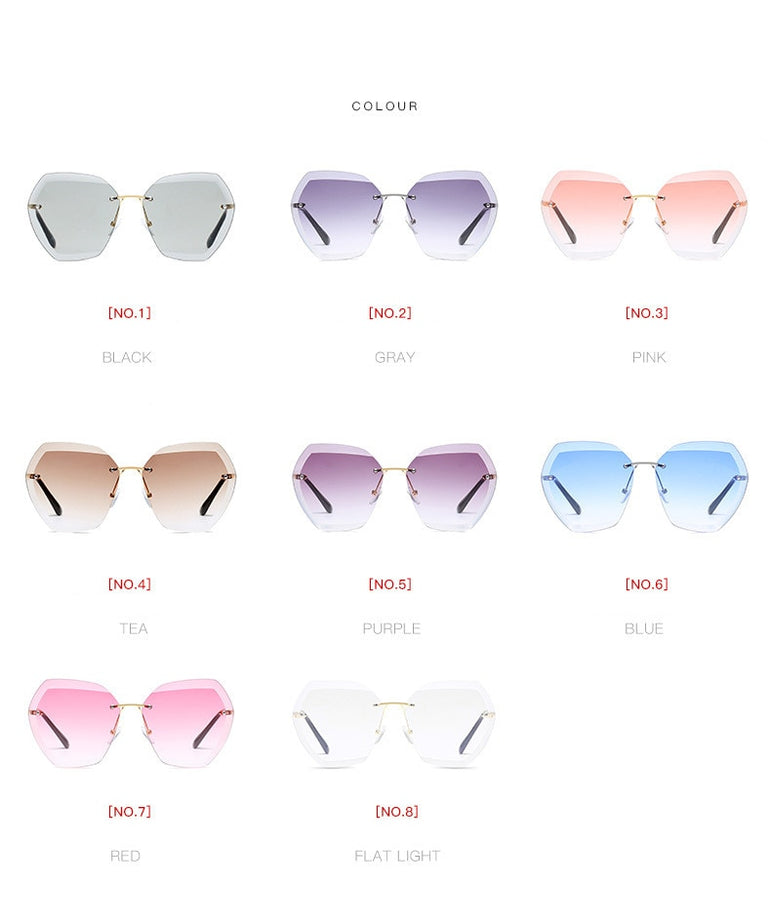 Luxury Rimless Sunglasses Oversized