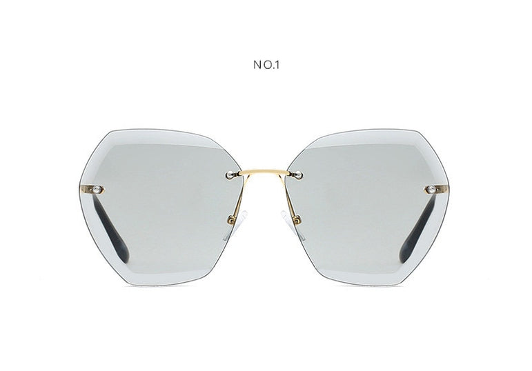 Luxury Rimless Sunglasses Oversized