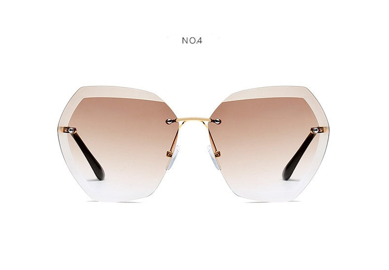 Luxury Rimless Sunglasses Oversized