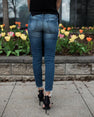 Denim Skinny Pants Ripped Pleated Stretch Jeans