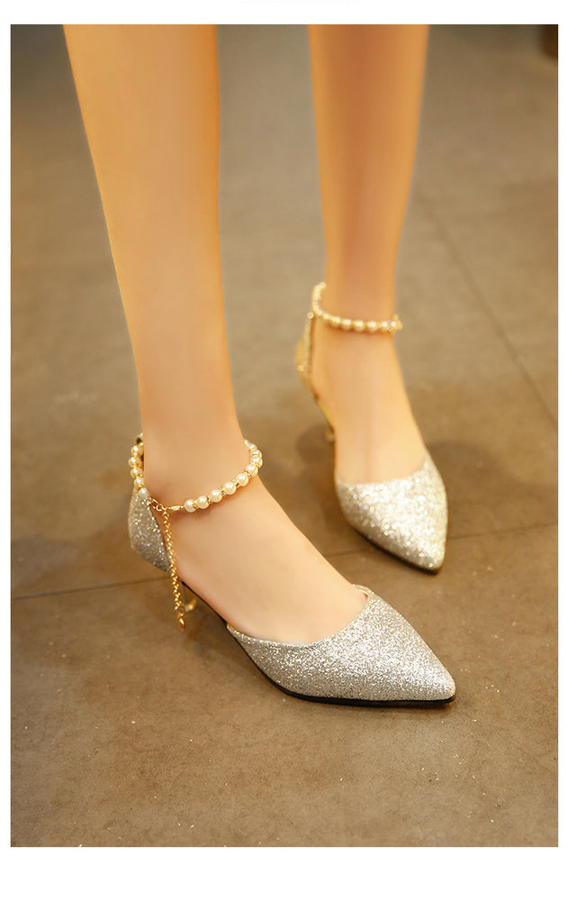 Sexy Pointed toe Pearl High heels shoes