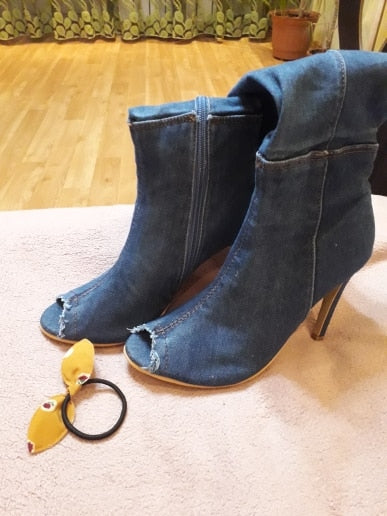 Winter Women High Heels jean boot