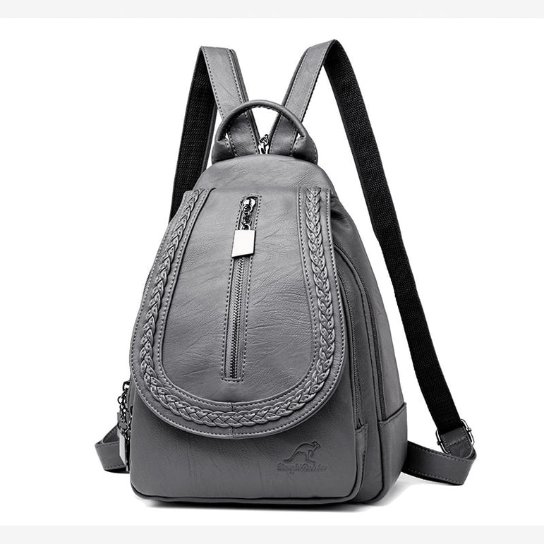 Zipper Women Leather Backpacks