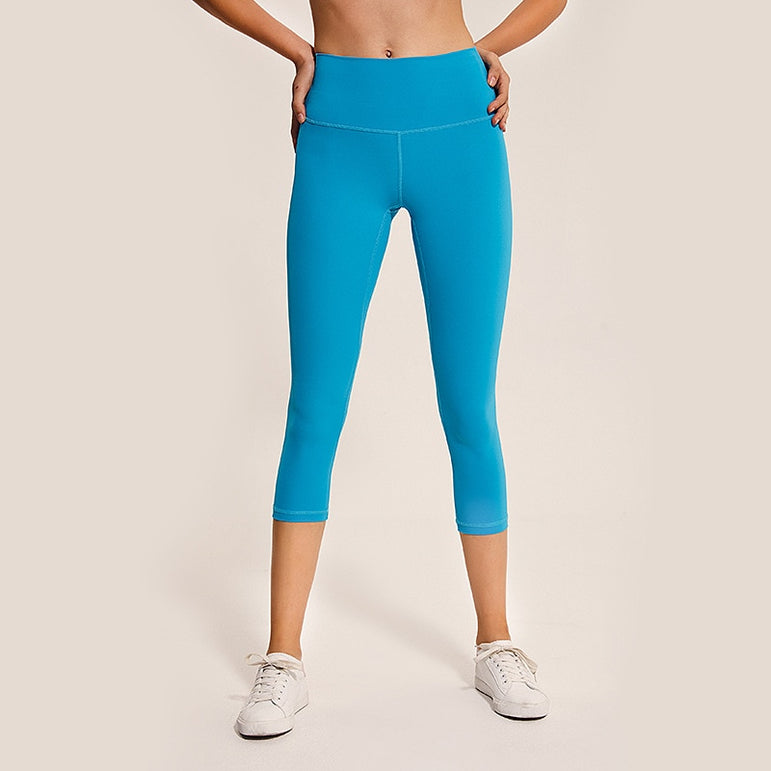 high waist Yoga crop Women Sports leggings Solid