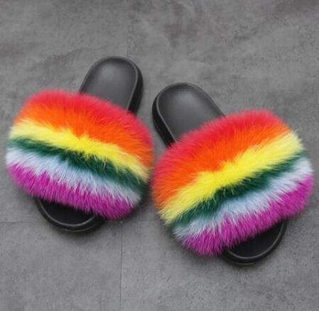 Women Real Fox Fur Slippers