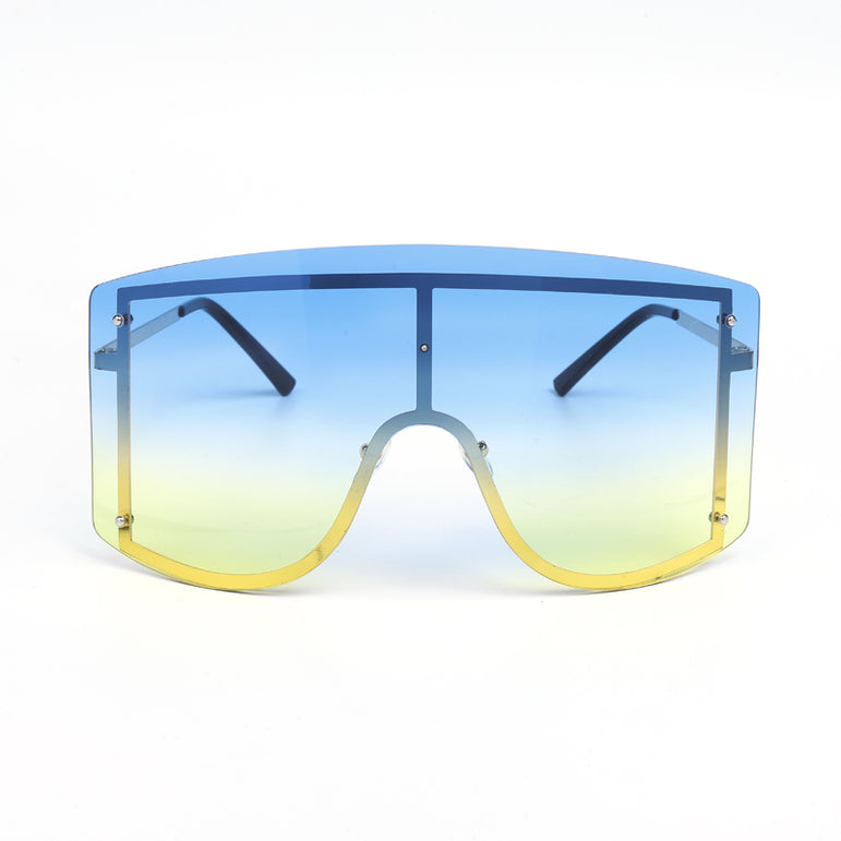 Fashion Oversized Blue Yellow Gradient Sunglasses