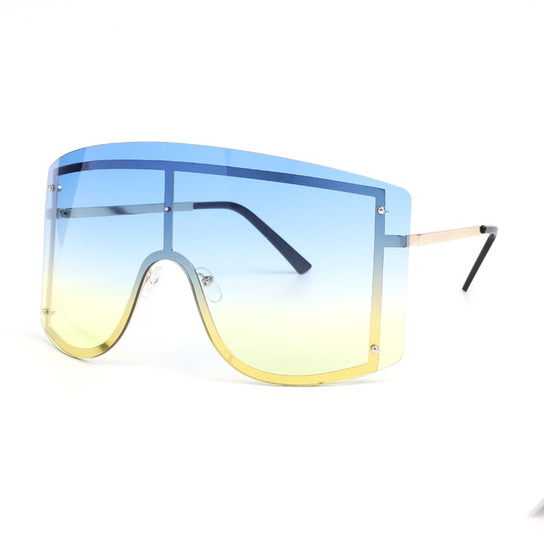 Fashion Oversized Blue Yellow Gradient Sunglasses