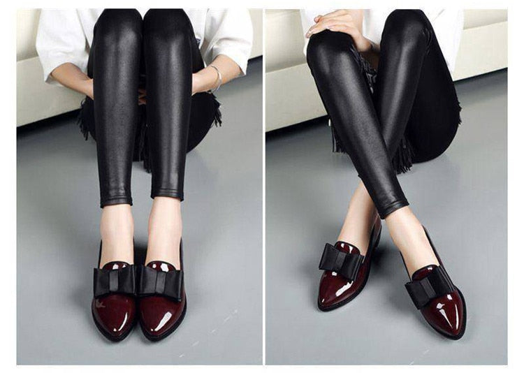 Women Pumps Fashion Shiny Leather