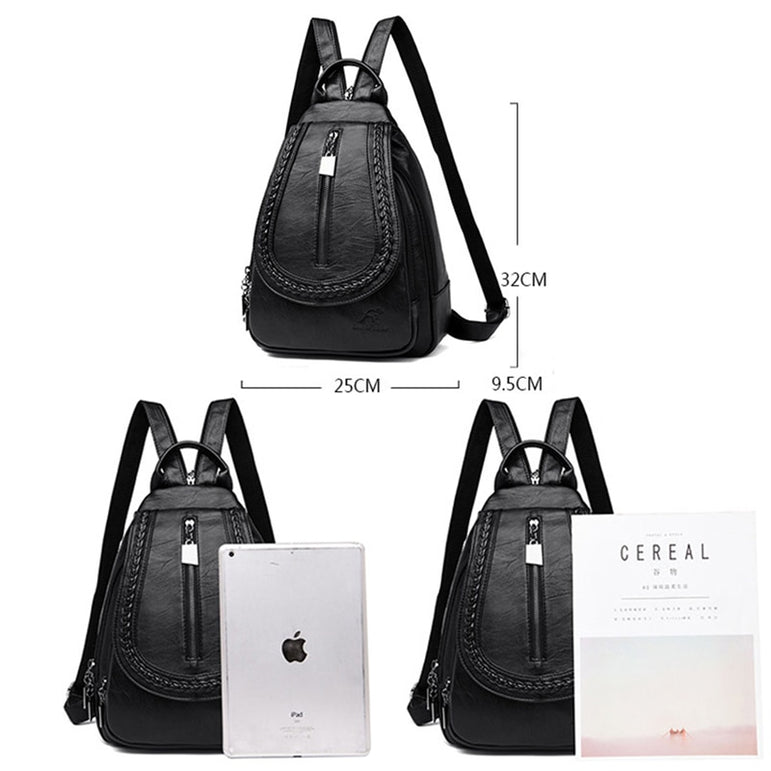 Zipper Women Leather Backpacks