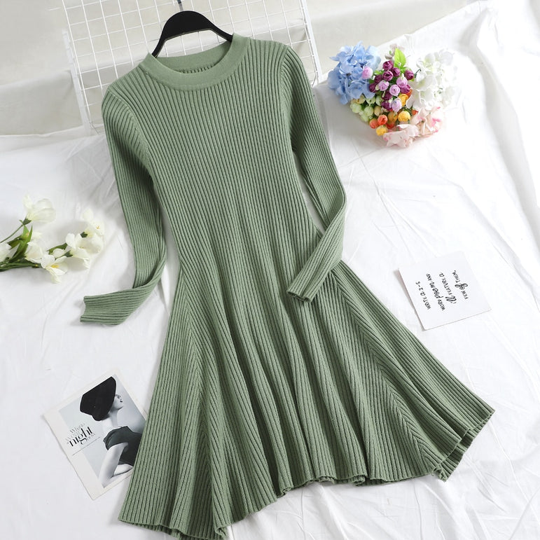 Long Sleeve Sweater Mini Knitted Dress