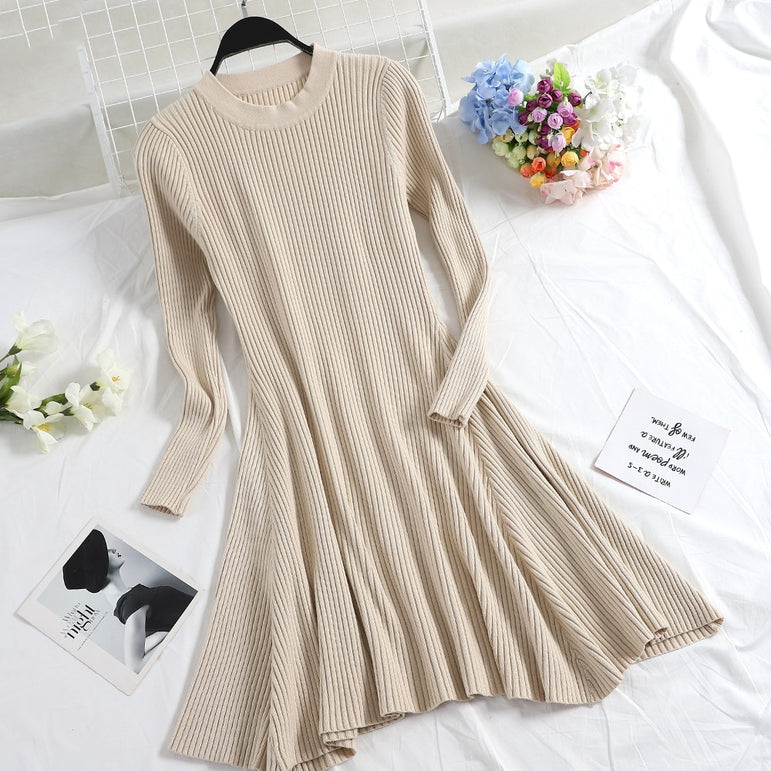 Long Sleeve Sweater Mini Knitted Dress